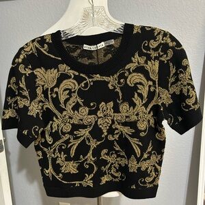 Alice and Olivia Ciara Jacquard Knit Crop Sweater